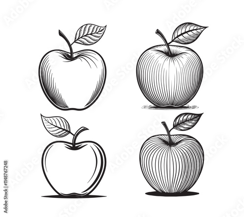 Apple line art silhouette