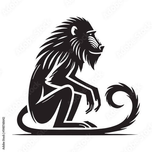 Mandrill silhouette for versatile creative projects - Mandrill black vector
 photo