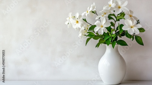 Wallpaper Mural A vase with white flowers against a light background, creating a serene atmosphere. Torontodigital.ca