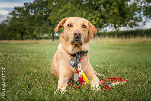 Obraz na płótnie Labrador assistance dog on the Long Walk in Windsor w salonie