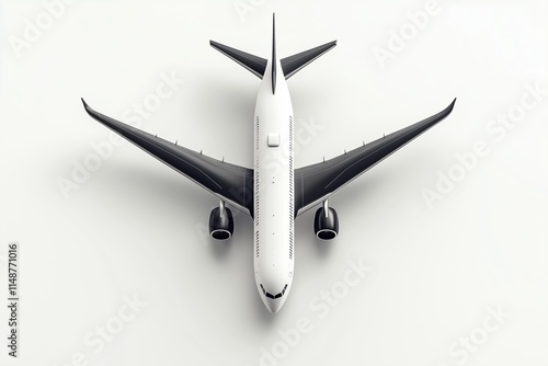 Top View of a Modern Airplane with Sleek Wings in Fligh photo