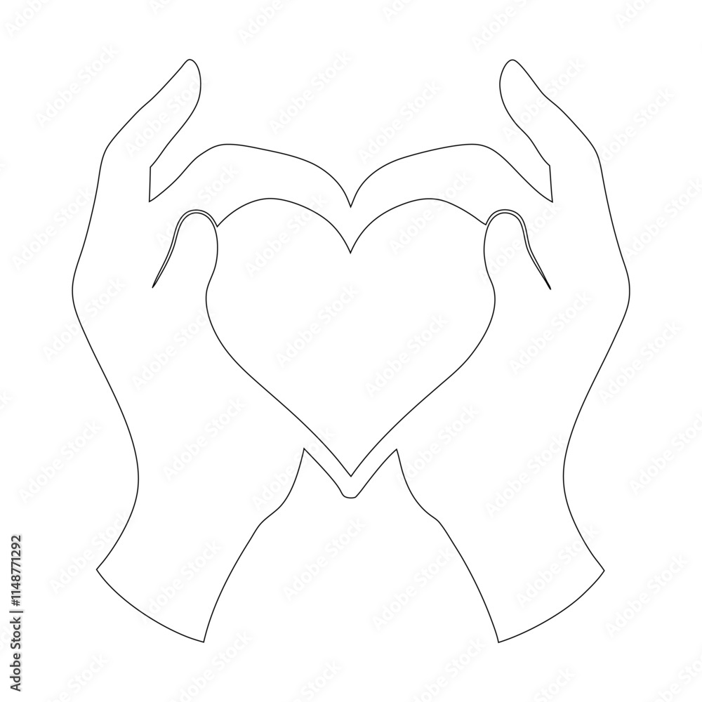Continuous One Line Drawing of Two Hands Holding a Heart - Minimalist Vector Illustration Continuous One Line Drawing of Two Hands Holding a Heart - Minimalist Vector Illustration