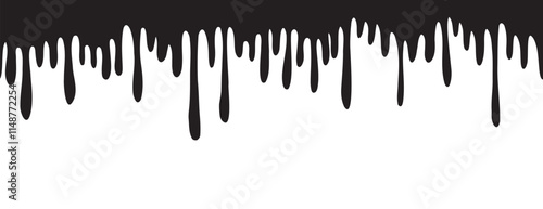 Black dripping oil doodle stain, melt drips, liquid, ink silhouettes background