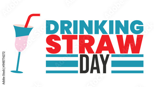 National Drinking Straw Day. 3rd January. National drinking straw day poster, banner, card. 
