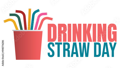 National Drinking Straw Day. 3rd January. National drinking straw day poster, banner, card. 