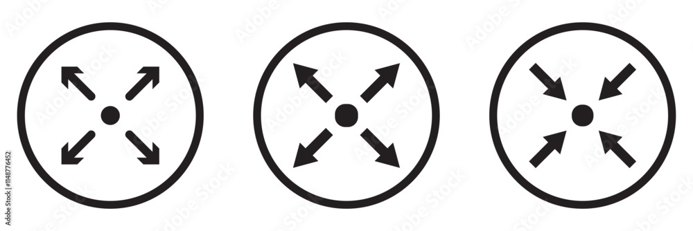 Expand and contract view arrows icon set Expand and contract view arrows icon set