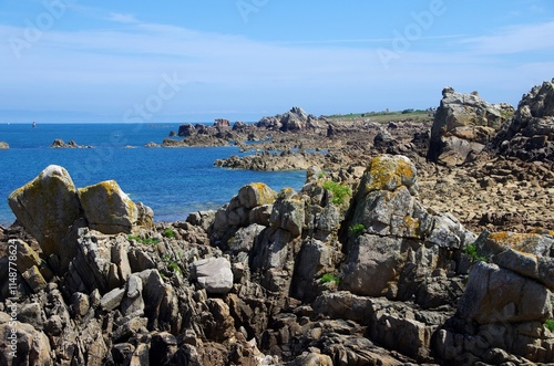 Seascape on the Brehat island in Brittany in France, Europe