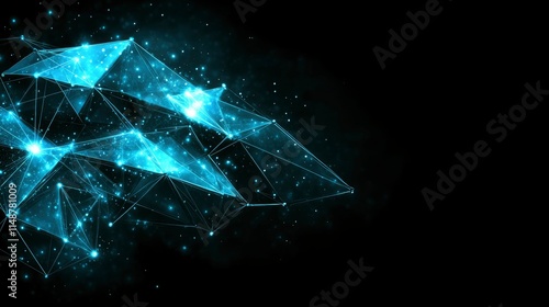 Wallpaper Mural Abstract Network Connection Glowing Polygonal Structure in Dark Space Torontodigital.ca