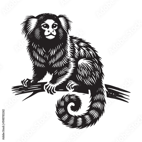 Marmoset silhouette for modern media and print designs - Marmoset black vector
