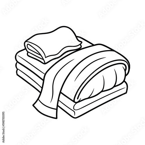 Editable Bed Linens Outline Vector Graphic