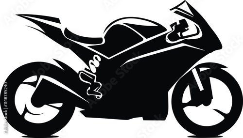 Vintage Old Motorcycle Black Vector Silhouette, Classic Racing Bike Design, 90s Motorbike Style, Black Vector Silhouette of a Motorcycle