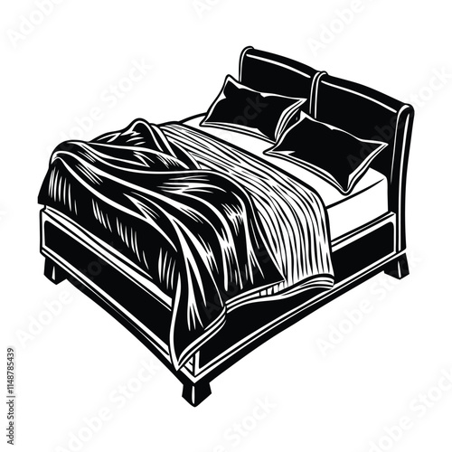 Simple Bed Linens Silhouette Vector Illustration