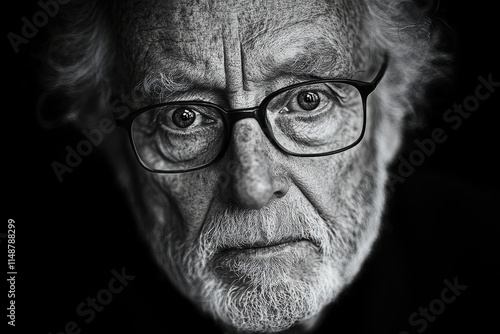 Portrait of senior man wearing glasses showing wisdom and experience