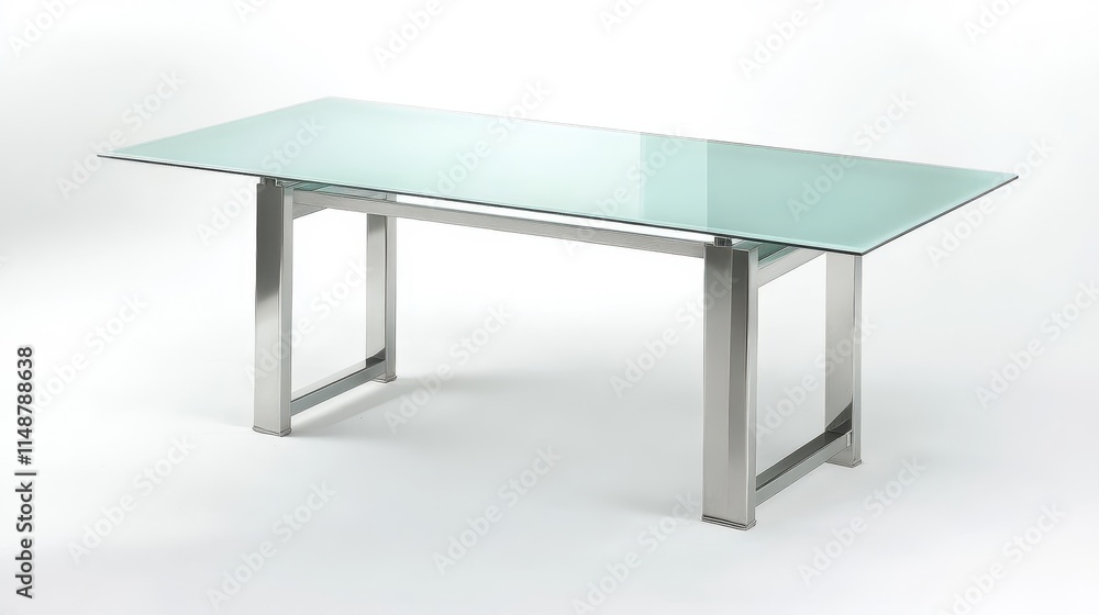 Modern Glass Table with Sleek Metal Frame Design Modern Glass Table with Sleek Metal Frame Design