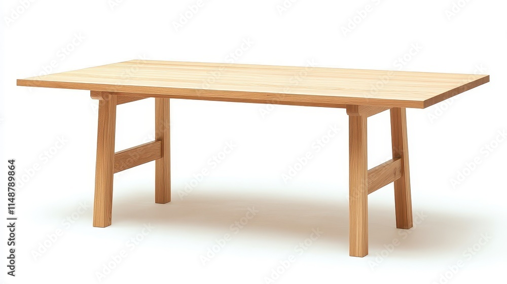 Modern Wooden Dining Table on White Background Modern Wooden Dining Table on White Background