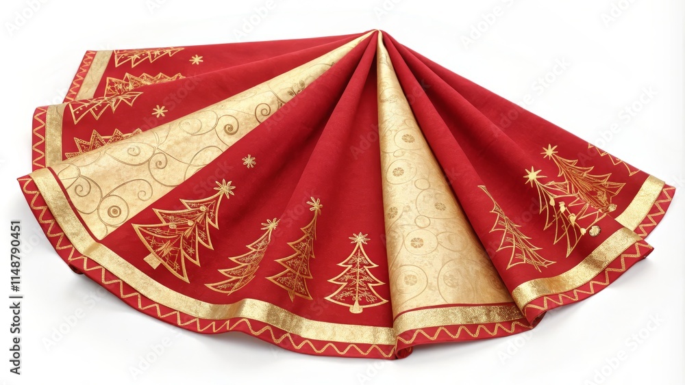 Elegant Red and Gold Christmas Tree Skirt Neatly Folded for Decor Elegant Red and Gold Christmas Tree Skirt Neatly Folded for Decor