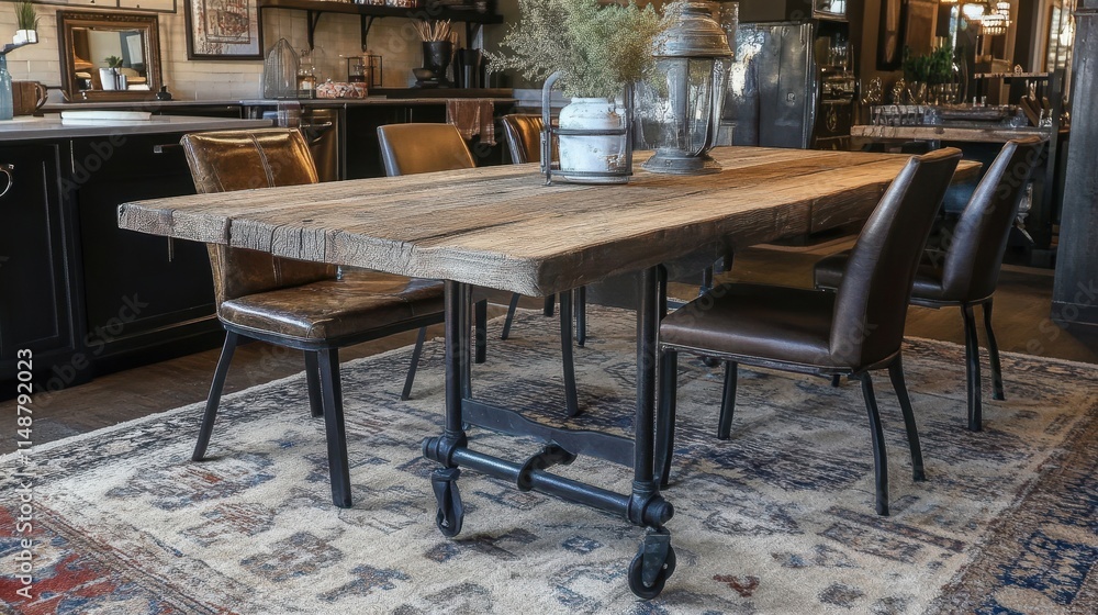 Rustic Dining Table and Chairs in Elegant Setting Rustic Dining Table and Chairs in Elegant Setting