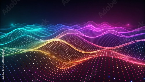 Vibrant Digital Waves with Particles in Colorful Patterns