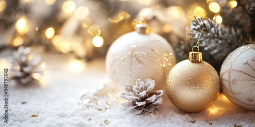 Dreamy white and golden bokeh lights with a holiday vibe, perfect for festive Christmas themes. Features soft, glowing tones and copy space for seasonal designs or cheerful greetings.

