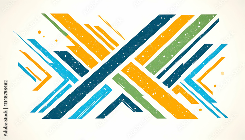 Abstract colorful geometric design, intersecting lines, textured background, website banner. Generative AI