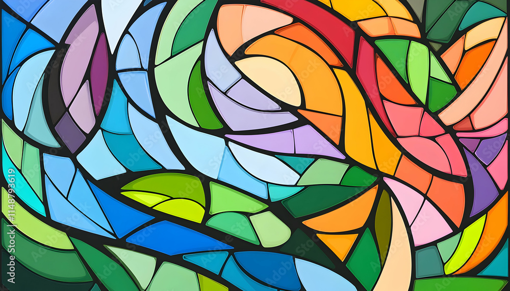 Abstract Colorful Stained Glass Design, Swirling Patterns, Modern Art, Website Background. Generative AI Abstract Colorful Stained Glass Design, Swirling Patterns, Modern Art, Website Background. Generative AI