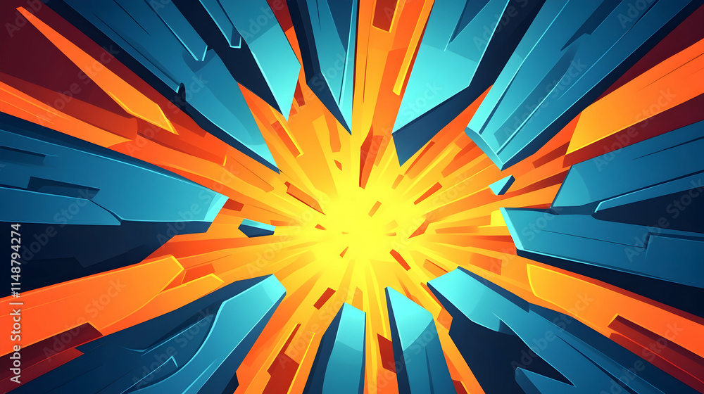 custom made wallpaper toronto digitalAbstract explosion, vibrant orange blue energy burst, digital art background, futuristic design, game UI. Generative AI