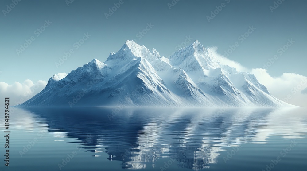 A mountain range is reflected in the water A mountain range is reflected in the water
