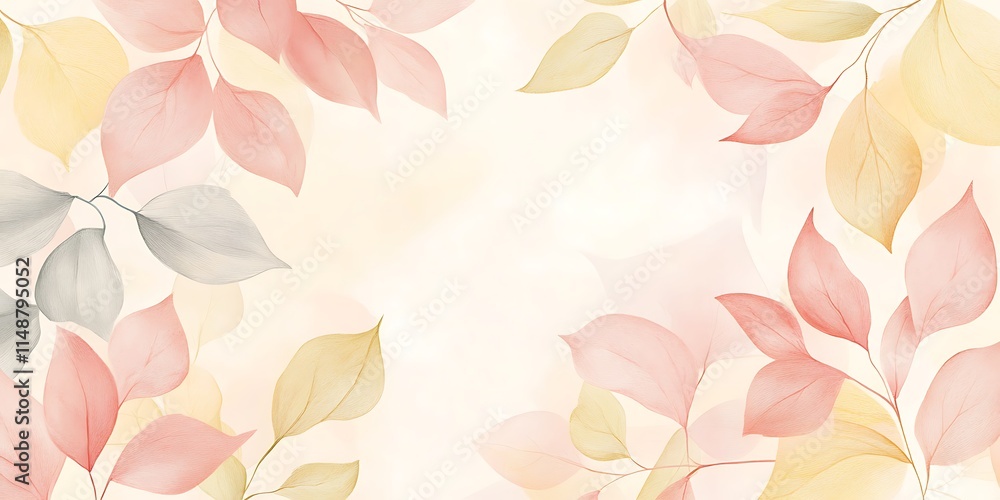 custom made wallpaper toronto digitalDelicate Pastel Leaves Frame a Soft Background