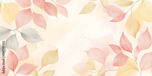 Wallpaper Mural Delicate Pastel Leaves Frame a Soft Background Torontodigital.ca