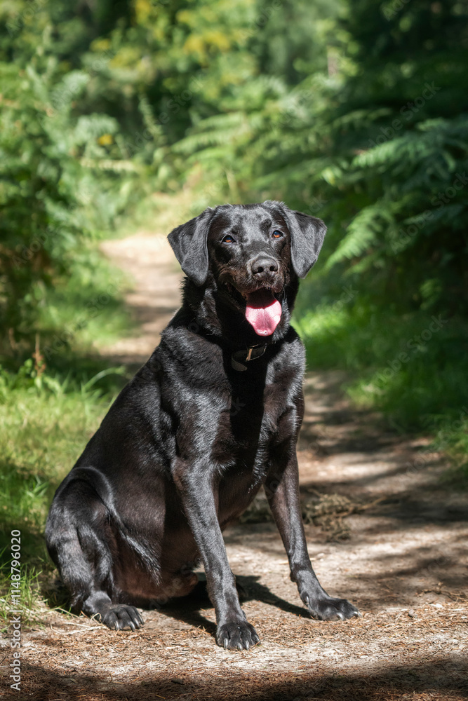 Black Labrador in Windsor forest Great Park Black Labrador in Windsor forest Great Park