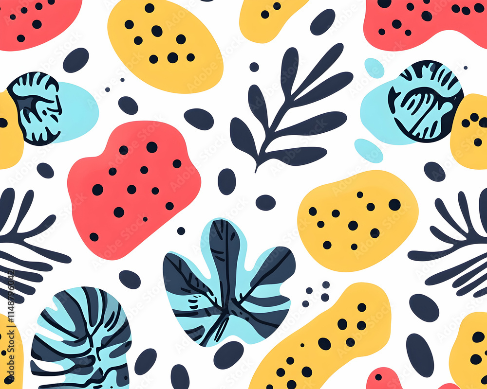 Abstract Tropical Leaf Pattern, Seamless Design, White Background, Textile Print, Summer Vibe. Generative AI Abstract Tropical Leaf Pattern, Seamless Design, White Background, Textile Print, Summer Vibe. Generative AI