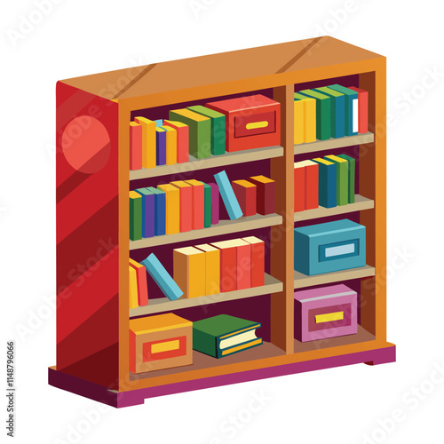 Minimalist Bookcase Vector Illustration