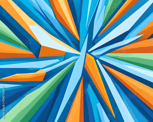 Wallpaper Mural Abstract vibrant geometric burst background design, colorful explosion, digital art, website banner. Generative AI Torontodigital.ca
