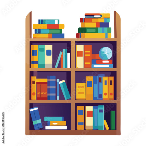 Minimalist Bookcase Vector Illustration