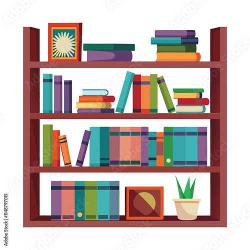 Minimalist Bookcase Vector Illustration
