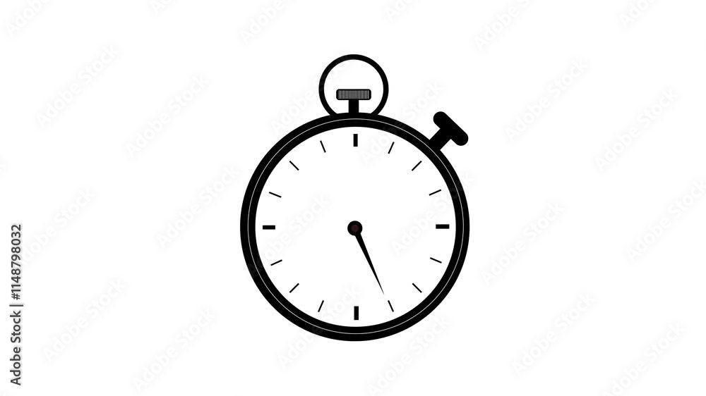 Stopwatch Animation Icon with Moving Arrow on White Background Time Tracking and Progress Indicator Design. Stopwatch Animation Icon with Moving Arrow on White Background Time Tracking and Progress Indicator Design.