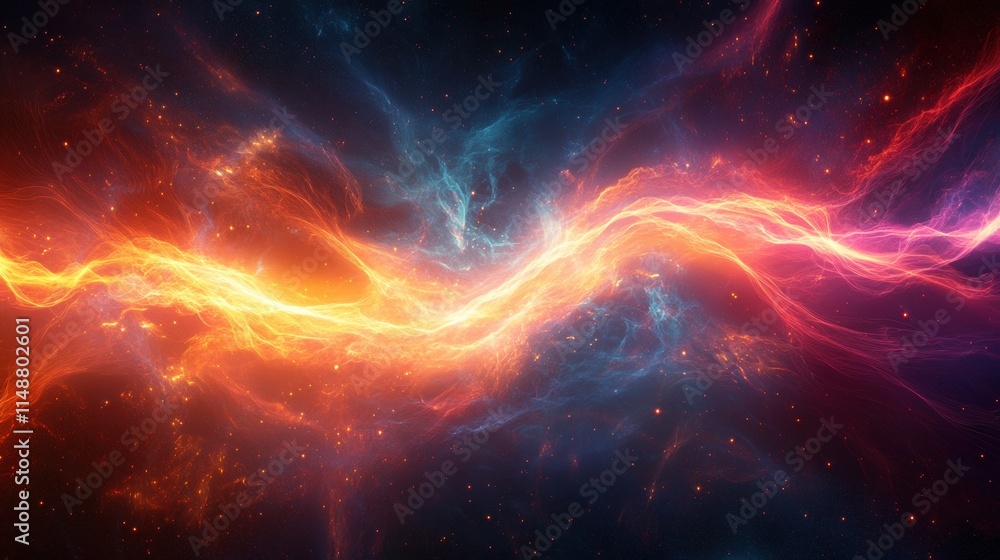 Vibrant energy wave in cosmic space: dynamic abstract background with fiery color fusion Vibrant energy wave in cosmic space: dynamic abstract background with fiery color fusion