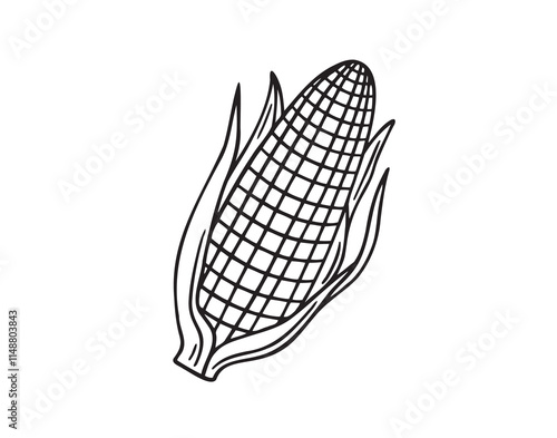 ear of corn doodle hand drawn icon. Outline drawing ear of corn line clipart symbol