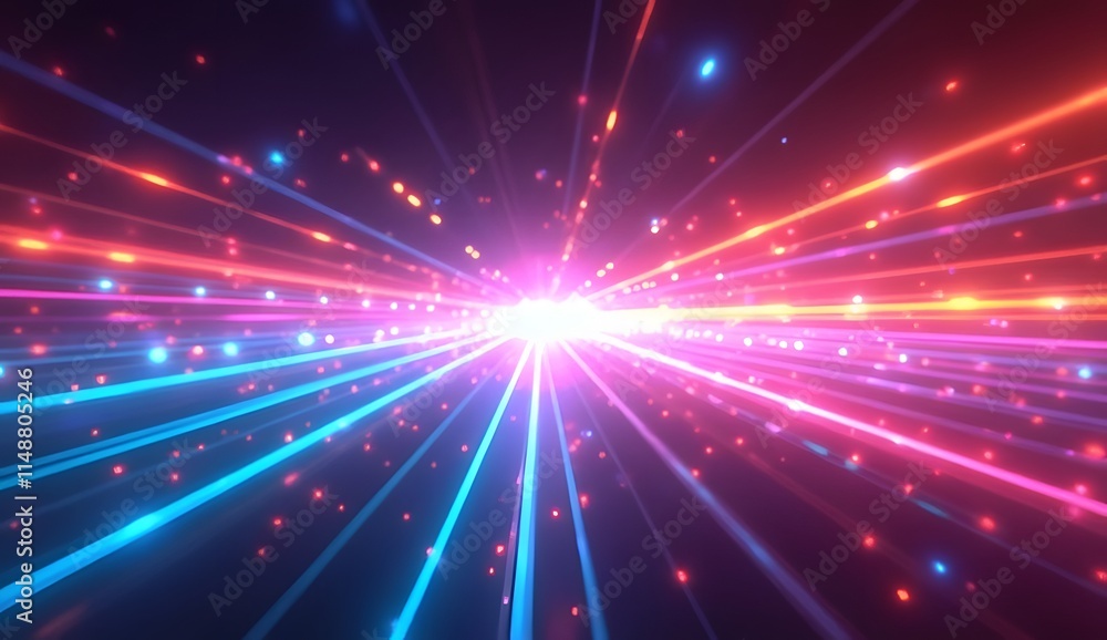 Fototapeta premium Yellow horizontal lens flares. Laser beams, horizontal light rays. Beautiful light flares.