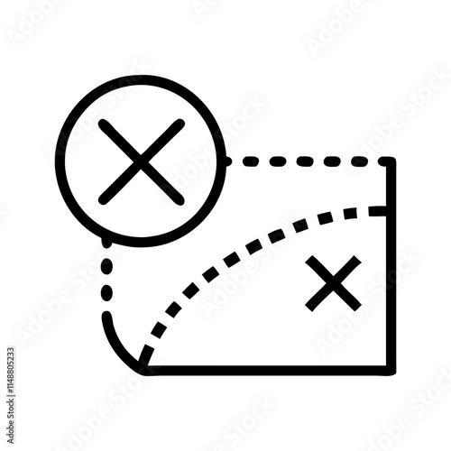 A cross mark over a measuring line, showing incorrect measuring techniques.