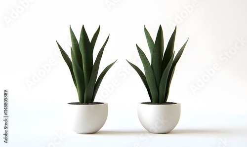 Wallpaper Mural Two potted green snake plants on white background. Torontodigital.ca