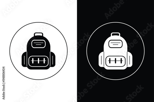 School Bag Silhouette Vector Icons Perfect Black And White Designs.