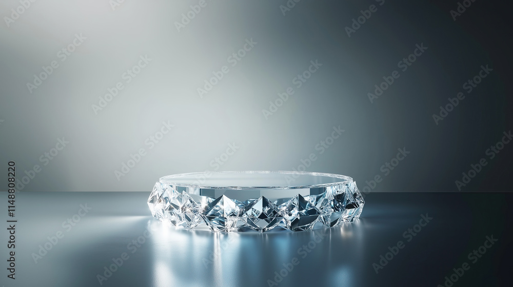 close up of empty diamond round cylinder pedestal display or podium platform close up of empty diamond round cylinder pedestal display or podium platform