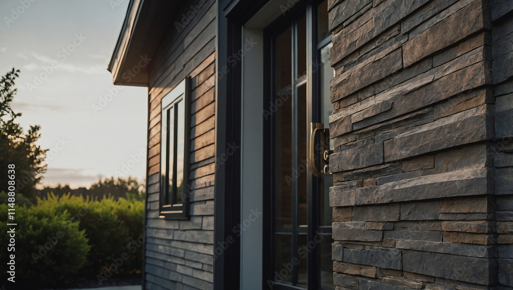 custom made wallpaper toronto digitalModern Home Exterior with Stone Cladding and Window