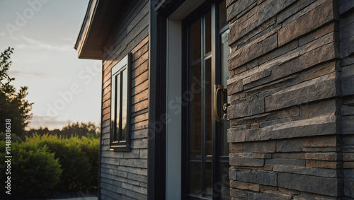 Wallpaper Mural Modern Home Exterior with Stone Cladding and Window Torontodigital.ca