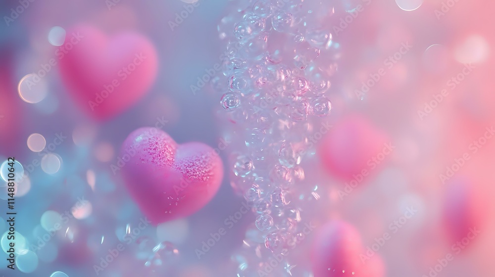 Subtle pink and mint Valentine abstract background with pastel hearts, bokeh effects and a fresh, cheerful vibe for young love Subtle pink and mint Valentine abstract background with pastel hearts, bokeh effects and a fresh, cheerful vibe for young love