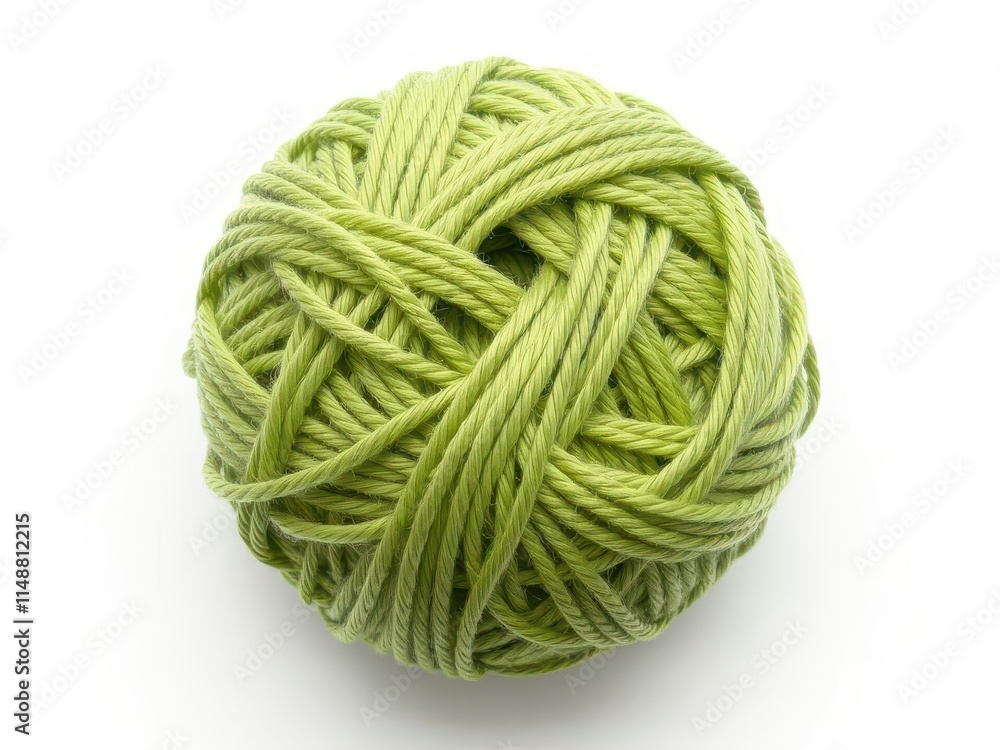 A tightly wound ball of vibrant green knitting yarn, isolated on pure white , thread, spring green A tightly wound ball of vibrant green knitting yarn, isolated on pure white , thread, spring green