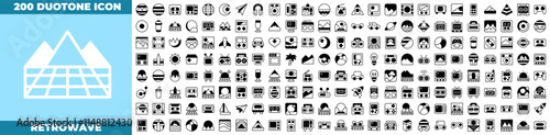 Retrowave Duotone Editable Icons set