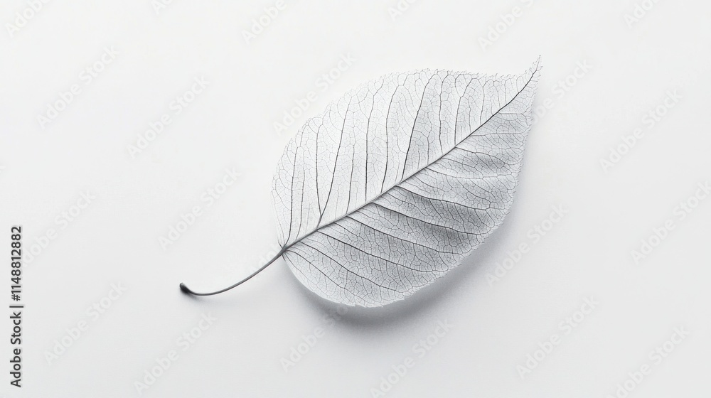 Delicate Leaf Skeleton on White Background Delicate Leaf Skeleton on White Background
