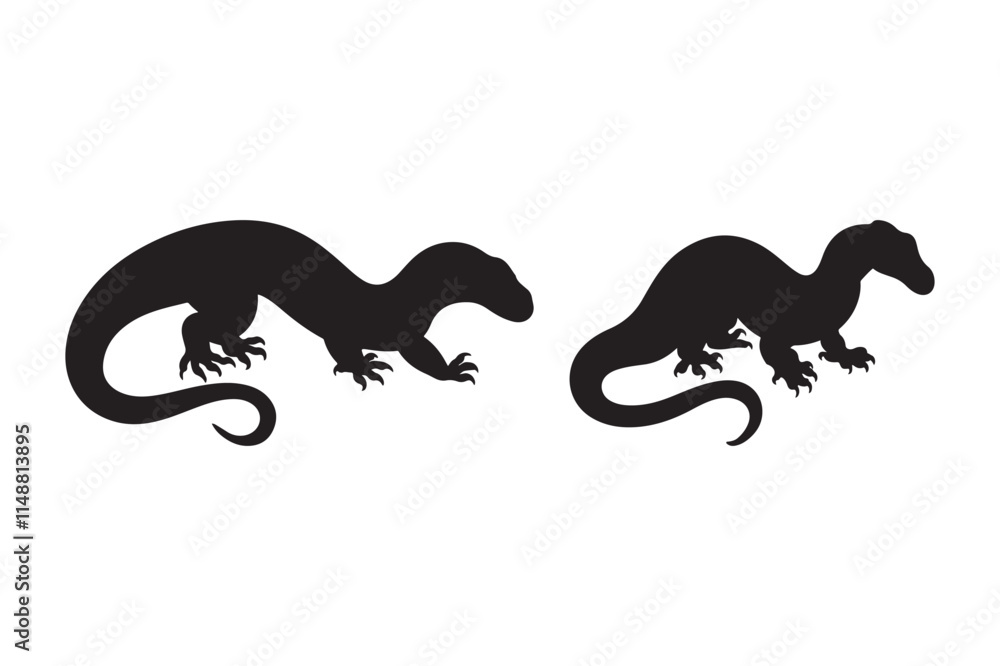 Naklejka premium Silhouette of Monitor Lizards for Wildlife and Nature